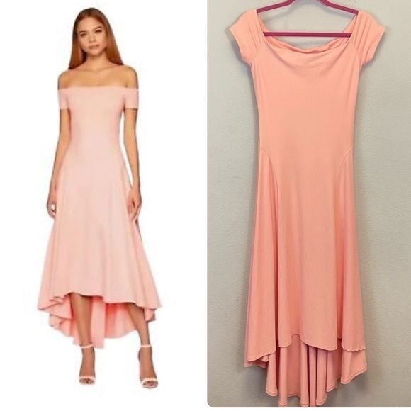 Susana Monaco Peach Off Shoulder High Low Long Dress Size S - Picture 1 of 12